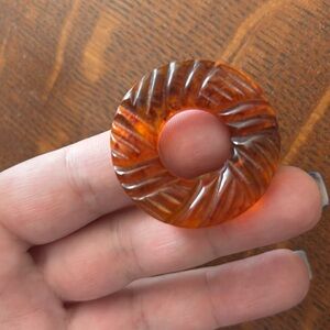 Vintage Root beer Brown Bakelite Circular Hair Accessory